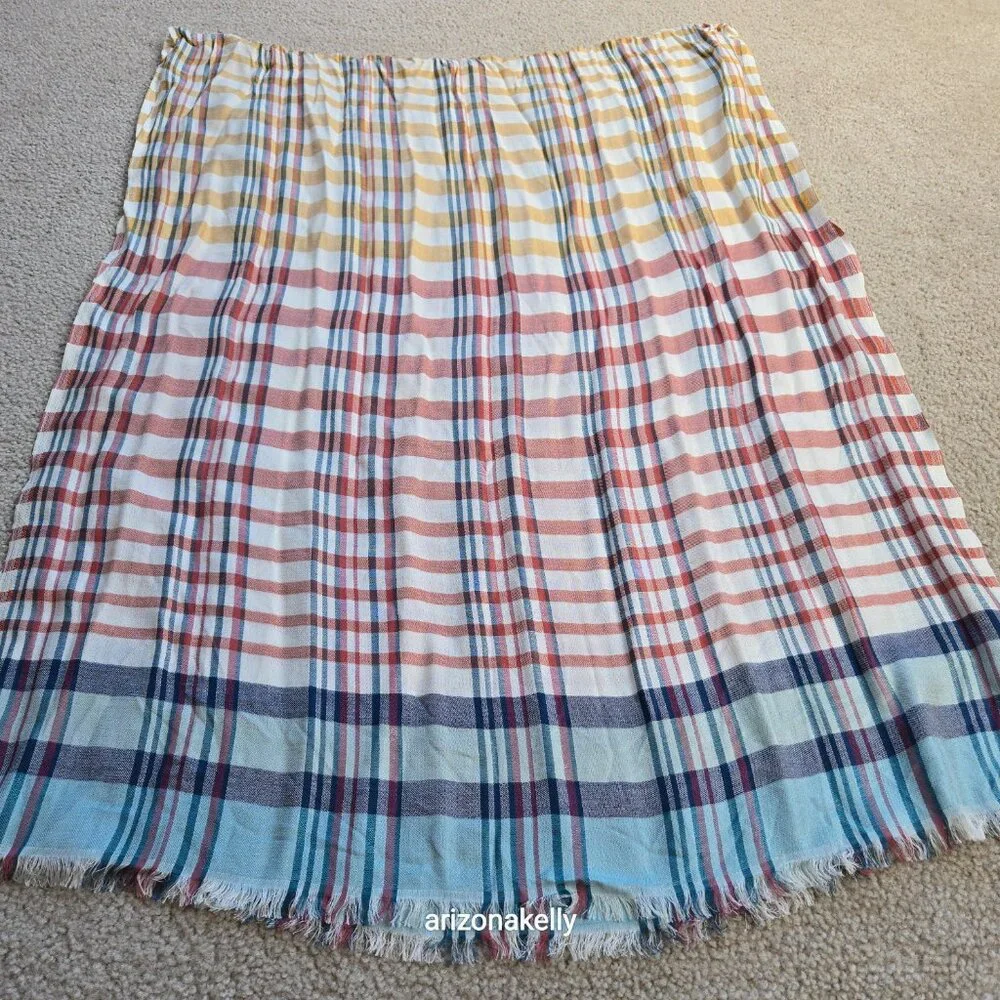 NWT Talbots Plaid Summer Scarf Colorful Lightweight